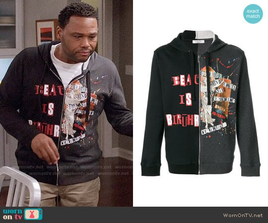 Valentino Contrast Panel Zipped Hoodie worn by Andre Johnson (Anthony Anderson) on Black-ish