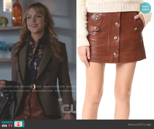 'Monroe' Leather Cargo Skirt by Veronica Beard  worn by Fallon Carrington (Elizabeth Gillies) on Dynasty