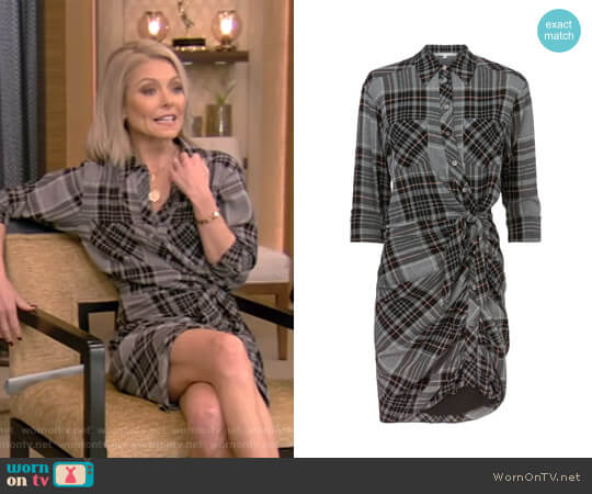 'Sierra' Plaid Dress by Veronica Beard worn by Kelly Ripa on Live with Kelly and Mark