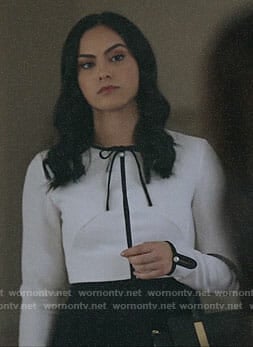 Veronica’s black and white long sleeved dress on Riverdale