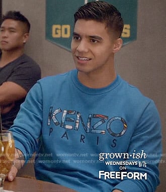 Vivek's blue Kenzo sweatshirt on Grown-ish