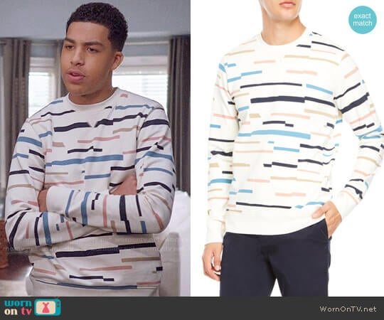 Wesc Miles Broken Stripe Sweatshirt  worn by Andre Johnson Jr (Marcus Scribner) on Black-ish