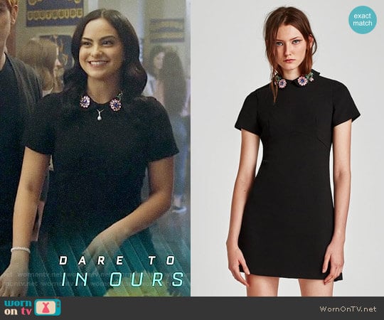 Zara Bejewelled Applique Dress worn by Veronica Lodge (Camila Mendes) on Riverdale