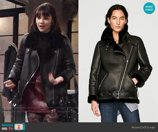 Zara Biker Jacket worn by Tessa Porter (Cait Fairbanks) on The Young and the Restless