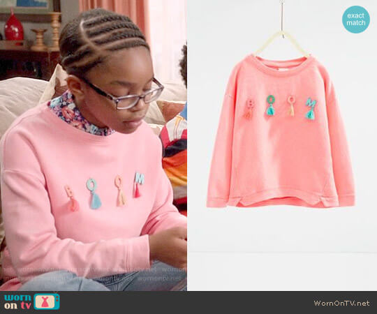 Zara Boom Sweatshirt worn by Diane Johnson (Marsai Martin) on Black-ish