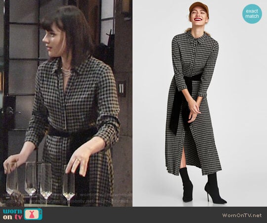 Zara Long Checked Tunic worn by Tessa Porter (Cait Fairbanks) on The Young and the Restless