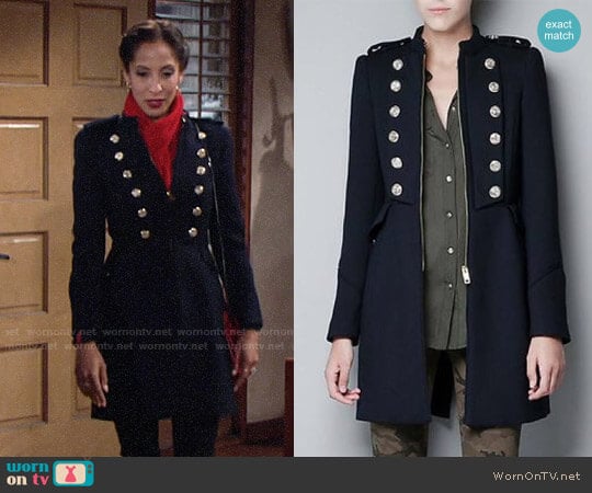 Zara Military Coat worn by Lily Winters (Christel Khalil) on The Young and the Restless