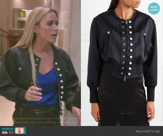 Faux Pearl-Embellished Bomber Jacket by  3.1 Phillip Lim worn by Teddi Mellencamp Arroyave on The Real Housewives of Beverly Hills