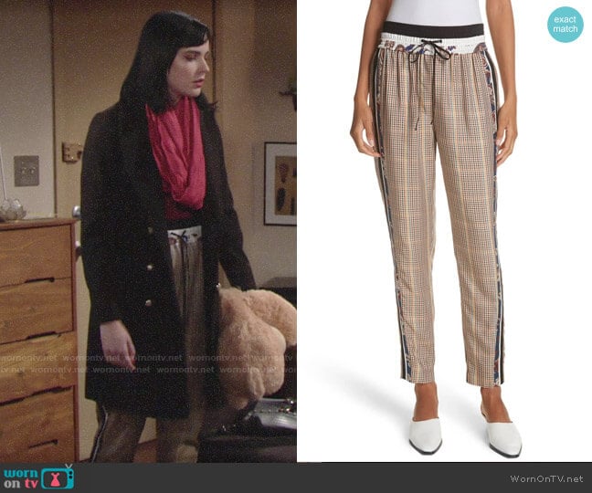 3.1 Phillip Lim Check & Floral Print Drawstring Pants worn by Tessa Porter (Cait Fairbanks) on The Young & the Restless
