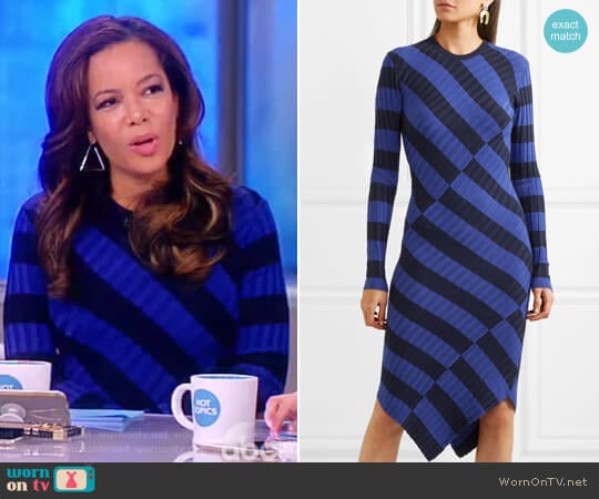 Whistler asymmetric striped ribbed-knit dress by Altuzarra worn by Sunny Hostin on The View