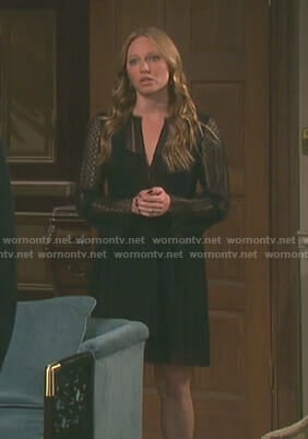 Abigail’s black dotted pleated dress on Day of our Lives