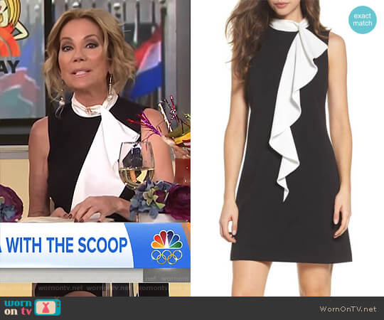 WornOnTV: Kathie’s black dress with white ruffled scarf on Today ...