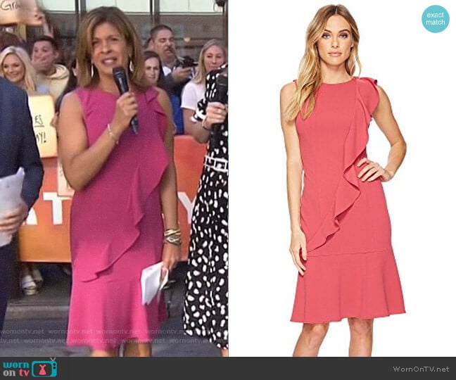 Ruffle Crepe Dress by Adrianna Papell worn by Hoda Kotb on Today