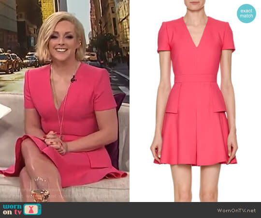 Short-Sleeve V-Neck Wool-Blend Mini Dress by Alexander McQueen worn by Jane Krakowski on Today