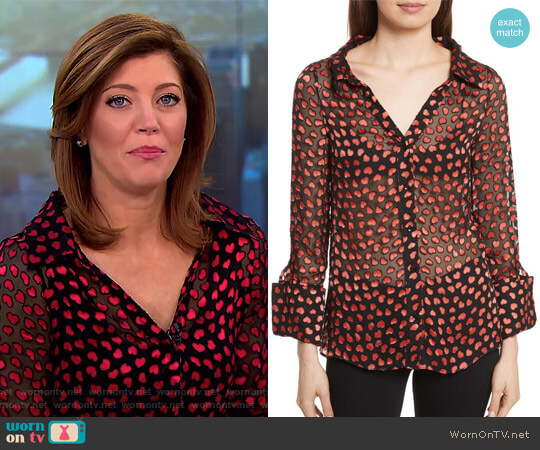 'Emmerson' Burnout Heart Blouse by Alice + Olivia worn by Norah O'Donnell  on CBS Mornings