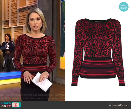 Leopard Waist Stripe Jumper by Karen Millen worn by Amy Robach on Good Morning America