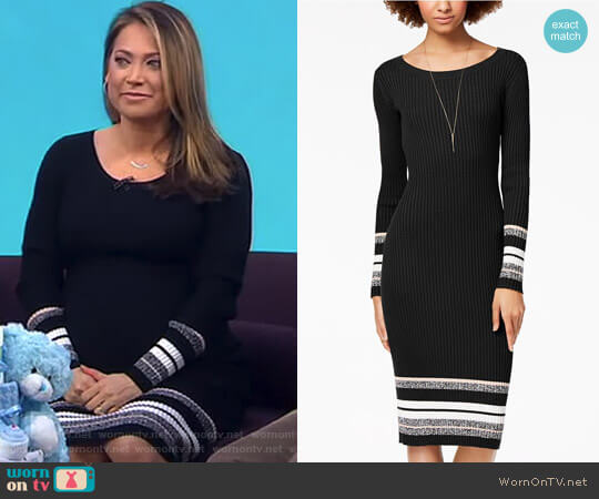 Ribbed-Knit Midi Sweater Dress by Bar III worn by Ginger Zee on Good Morning America