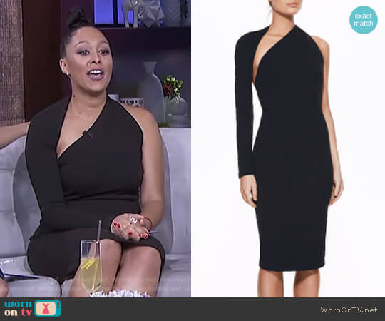 WornOnTV: Tamera’s black asymmetric one sleeve dress on The Real ...