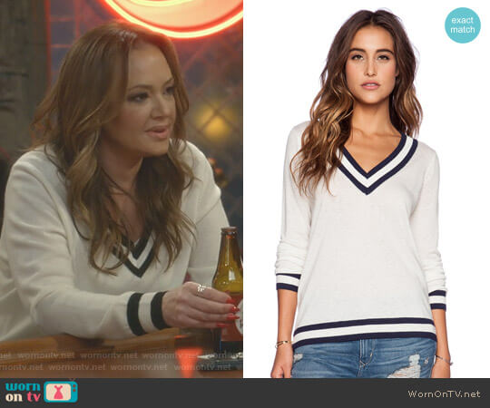 V-Neck Tipped Sweater by C&C California worn by Vanessa Cellucci (Leah Remini) on Kevin Can Wait
