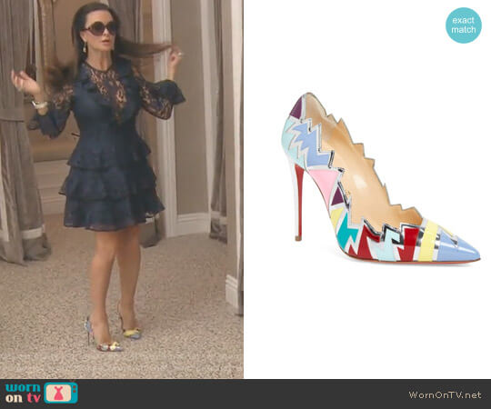 Explotek Razor Edge Pump by Christian Louboutin worn by Kyle Richards on The Real Housewives of Beverly Hills