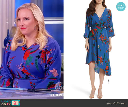 Silk Asymmetrical Wrap Dress by Diane von Furstenberg worn by Meghan McCain on The View