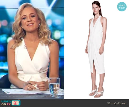 Whitewash Drape Dress by Dion Lee worn by Carrie Bickmore on The Project