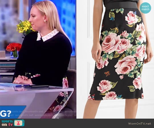 Floral-print stretch-silk charmeuse midi skirt by Dolce & Gabbana worn by Meghan McCain on The View