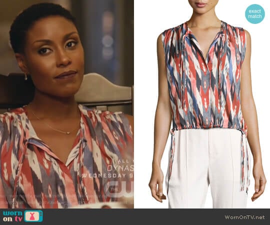 WornOnTV: Lynn’s ikat print top on Black Lightning | Christine Adams ...