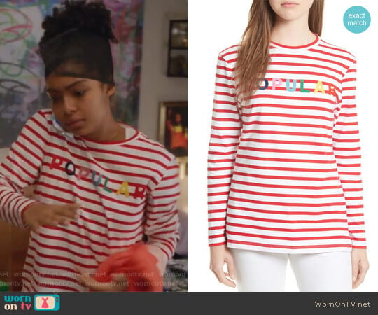 Popular Stripe Tee by Etre Cecile worn by Zoey Johnson (Yara Shahidi) on Grown-ish