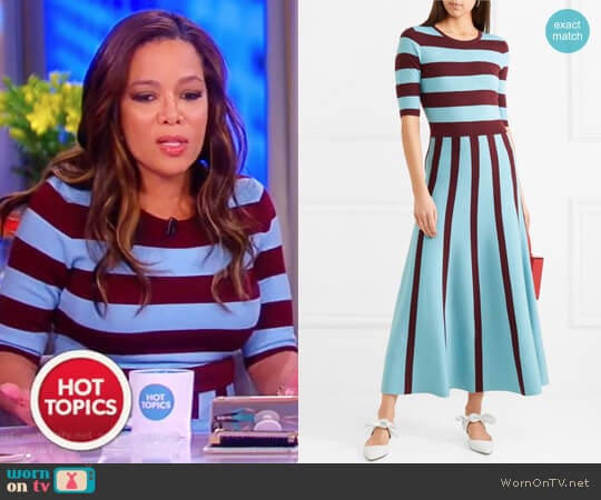 Capote striped wool-blend midi dress by Gabriela Hearst worn by Sunny Hostin on The View