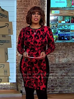 Gayle’s red leopard print dress on CBS This Morning