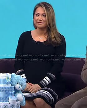 Ginger’s black striped knit dress on Good Morning America