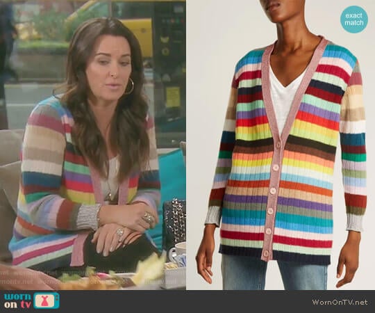 Striped Cashmere and Wool-Blend Cardigan by Gucci worn by Kyle Richards on The Real Housewives of Beverly Hills