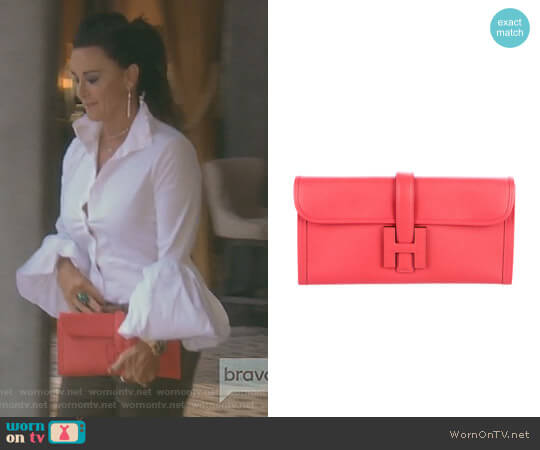 Jige Clutch Bag by Hermes worn by Kyle Richards on The Real Housewives of Beverly Hills