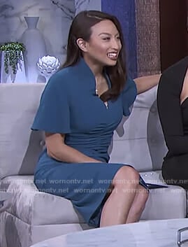 Jeannie's green ruched front dress on The Real