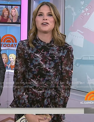 Jenna’s black floral ruffled dress on Today