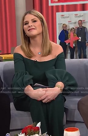 Jenna’s green off-shoulder top and pants on Today