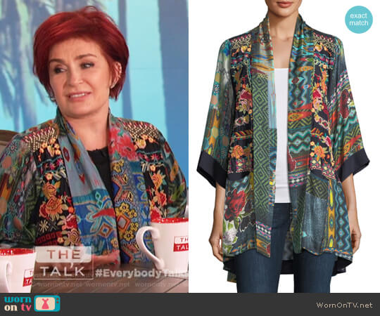 Koben Canvas Embroidered Twill Kimono by Johnny Was worn by Sharon Osbourne on The Talk