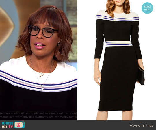 Striped Knit Midi Dress by Karen Millen worn by Gayle King on CBS Mornings