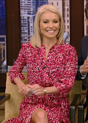 Kelly's pink floral shirtdress on Live with Kelly and Ryan