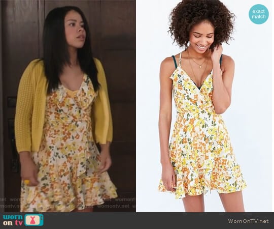 Sabina Ruffle Wrap Mini Dress by Kimchi Blue worn by Mariana Foster (Cierra Ramirez) on The Fosters