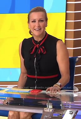 Lara’s black zip front tie neck dress on Good Morning America