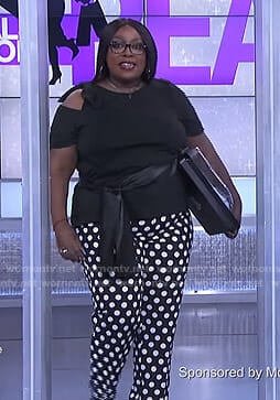 Loni’s black top and polka dot pants on The Real