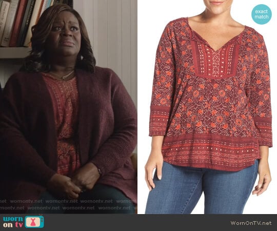 Split Neck Blouse by Lucky Brand worn by Ruby Hill (Retta) on Good Girls