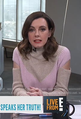 Melanie's beige and pink cutout sweater on Live from E!