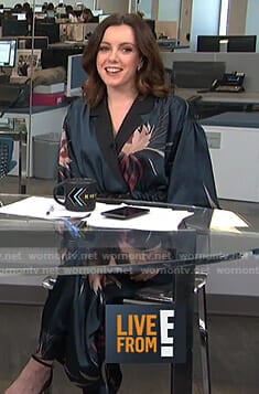 Melanie’s green floral blazer and pants on Live from E!