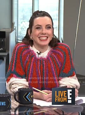 Melanie’s multicolored sweater on Live from E!