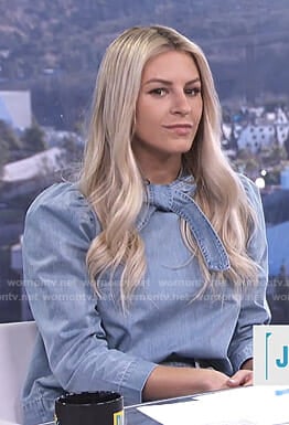 Morgan's bow neck denim blouse on E! News Daily Pop