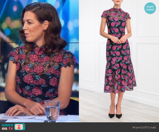 Corinne Dress Floral by Moss and Spy worn by Gorgi Coghlan on The Project