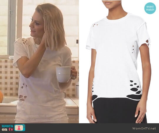 Destroyed White T-Shirt by NSF worn by Dorit Kemsley on The Real Housewives of Beverly Hills